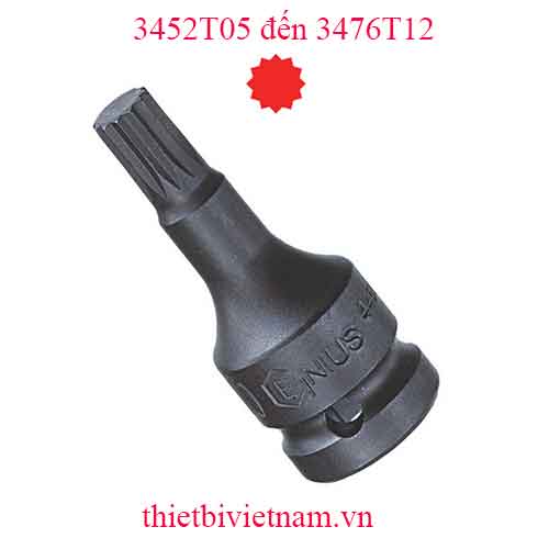 KHẨU 3/8 INCH ĐẦU VÍT HÌNH SAO 12 ĐỈNH HÃNG GENIUS MODEL 3452T05 đến 3476T12