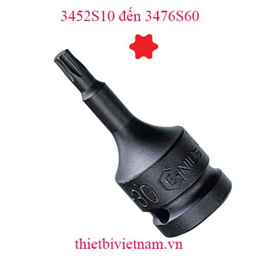 KHẨU 3/8 INCH  ĐẦU VÍT HÌNH SAO 6 ĐỈNH HÃNG GENIUS MODEL 3452S10 đến 3476S60