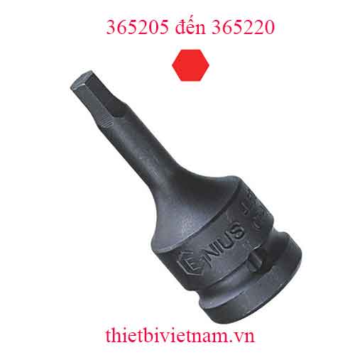 KHẨU 3/8 INCH ĐẦU VÍT LỤC GIÁC HỆ INCH HÃNG GENIUS MODEL 365205 đến 365220