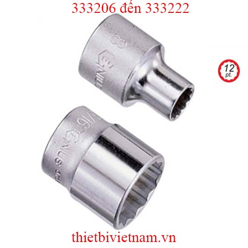 KHẨU 3/8 INCH HỆ MÉT LỖ 12 CẠNH HÃNG GENIUS MODEL 333206 đến 333222