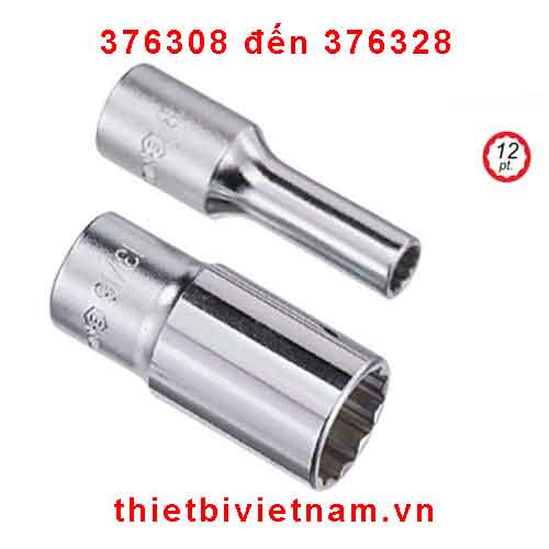 KHẨU 3/8 INCH LOẠI DÀI HỆT INCH LỖ 12 CẠNH HÃNG GENIUS MODEL 376308 đến 376328