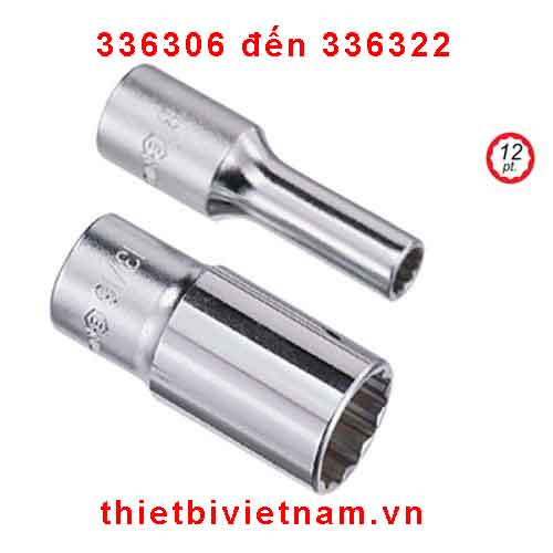 KHẨU 3/8 INCH LOẠI DÀI HỆT MÉT LỖ 12 CẠNH HÃNG GENIUS MODEL 336306 đến 336322