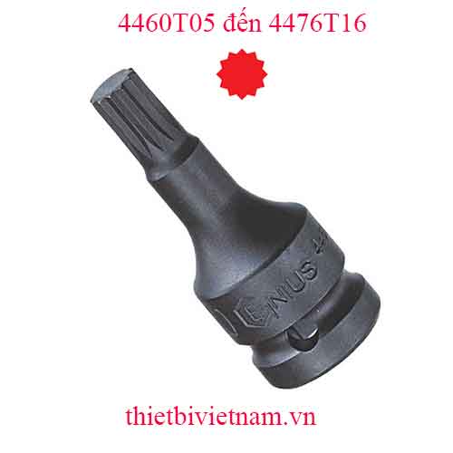 KHẨU, TUÝP 1/2 INCH ĐẦU VÍT HÌNH SAO 12 ĐỈNH HÃNG GENIUS MODEL 4460T05 đến 4476T16