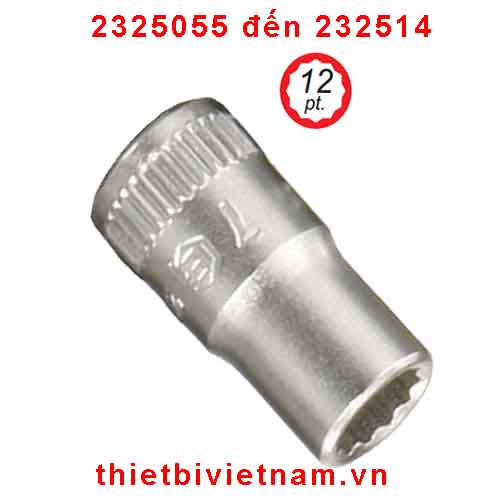 KHẨU, TUÝP 1/4 INCH HỆ MÉT LỖ 12 CẠNH HÃNG GENIUS MODEL 2325055 đến 232514