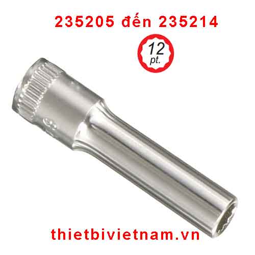 KHẨU, TUÝP 1/4 INCH LOẠI DÀI HỆT MÉT LỖ 12 CẠNH HÃNG GENIUS MODEL 235205 đến 235214