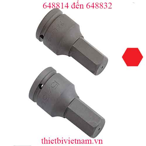 KHẨU, TUÝP 3/4 INCH ĐẦU VÍT LỤC GIÁC HỆ MÉT HÃNG GENIUS MODEL 648814 đến 648832