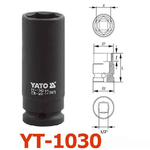 Khẩu tuýp vặn dài  Khẩu L=78mm 1/2