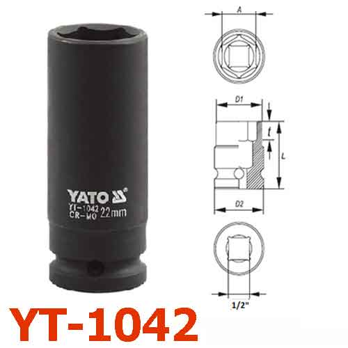 Khẩu tuýp vặn dài Khẩu L=78mm  1/2