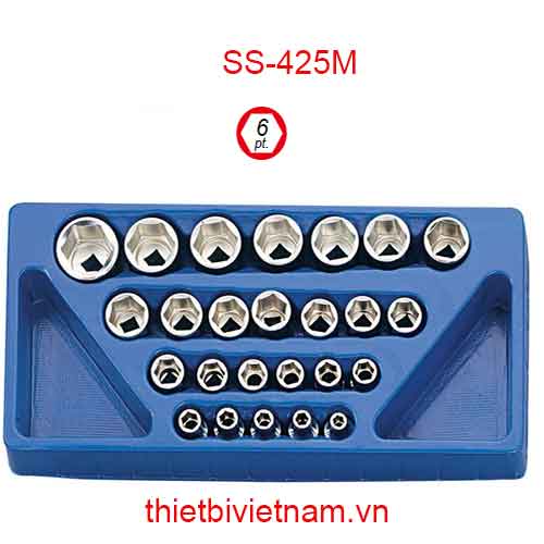 KHAY CHỨA BỘ ĐẦU KHẨU 1/2 INCH HỆ MÉT 25 CHIẾC SS-425M