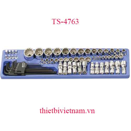 KHAY CHỨA DỤNG CỤ ĐA NĂNG ĐẦU KHẨU 1/4, 3/8, 1/2 INCH 63 CHIẾC HỆ INCH TS-4763