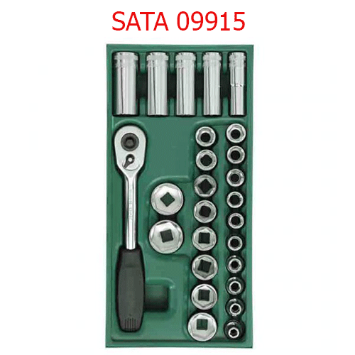 Khay đầu tuýp lục giác 1/2 inch 26 chi tiết (hệ mét) SATA 09915