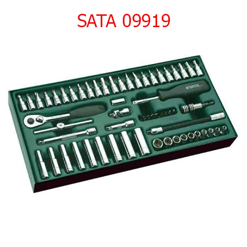 Khay đầu tuýp lục giác 1/4 inch 59 chi tiết (hệ inch) SATA 09919