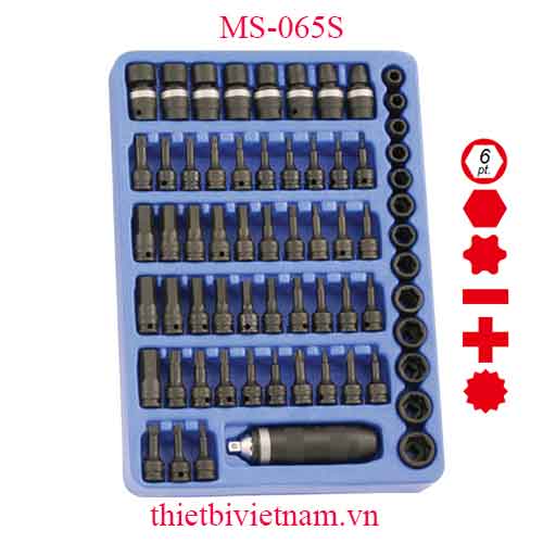 KHAY ĐỰNG BỘ ĐẦU KHẨU VÀ KHẨU ĐẦU VÍT 3/8 INCH 65 CHI TIẾT MS-065S