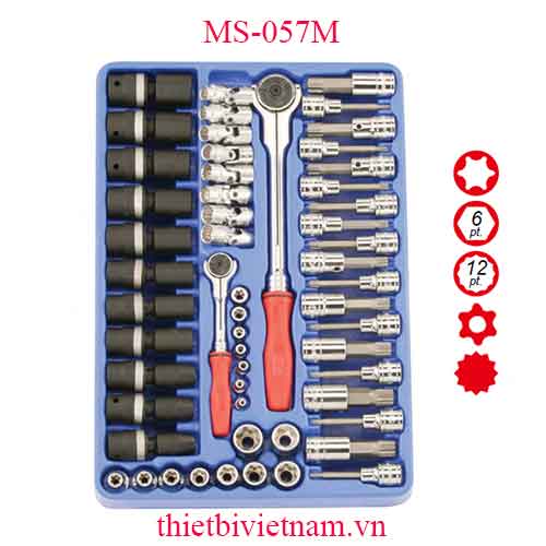 KHAY ĐỰNG BỘ DỤNG CỤ ĐA NĂNG ĐẦU 1/4 & 1/2 57 MÓN MS-057M 