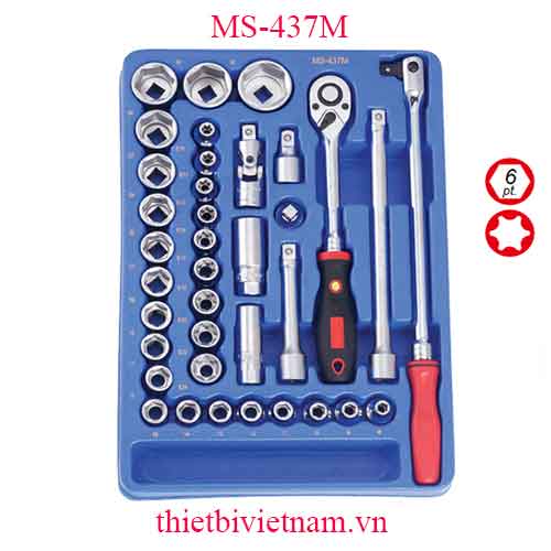 KHAY ĐỰNG BỘ KHẨU TAY VẶN ĐẦU 1/2 INCH HỆ MÉT 37 CHIẾC MS-437M