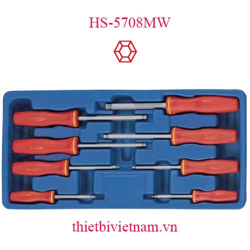 KHAY ĐỰNG BỘ TUA VÍT ĐẦU BI 8 MÓN HỆ MÉT GENIUS HS-5708MW