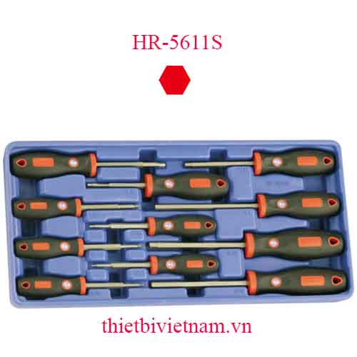 KHAY ĐỰNG BỘ TUA VÍT ĐẦU LỤC GIÁC 11 CHIẾC HỆ INCH GENIUS HR-5611S