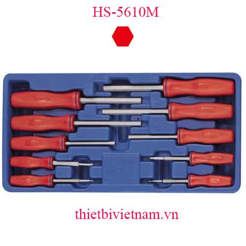 KHAY ĐỰNG BỘ TUỐC NƠ VÍT ĐẦU LỤC GIÁC 10 MÓN HỆ MÉT GENIUS HS-5610M