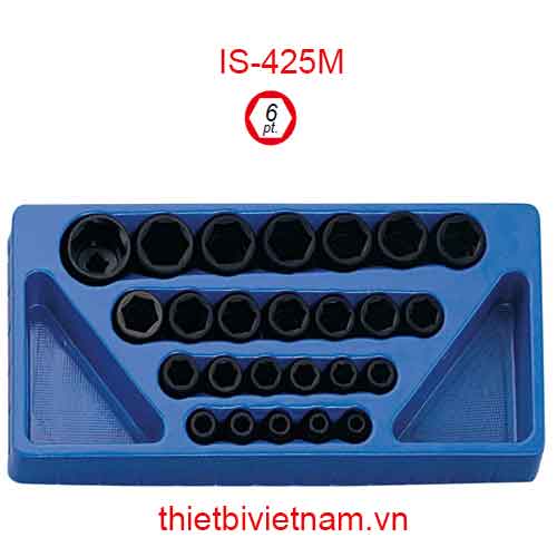 KHAY ĐỰNG ĐẦU KHẨU 1/2 INCH 25 CHIẾC HỆ MÉT (CR-MO) IS-425M 