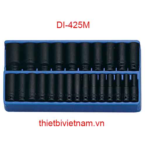 KHAY ĐỰNG ĐẦU KHẨU 1/2 INCH 25 CHIẾC LOẠI DÀI HỆ MÉT (CR-MO) DI-425M
