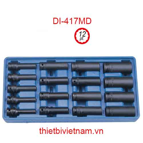 KHAY ĐỰNG ĐẦU KHẨU 1/2 INCH THÀNH MỎNG 17 CHIẾC LOẠI DÀI HỆ MÉT (CR-MO) DI-417MD