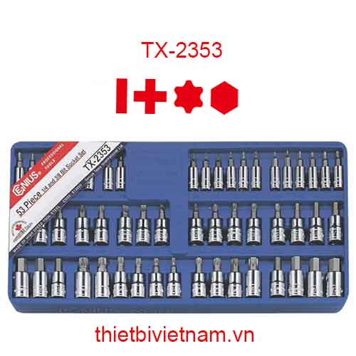 KHAY ĐỰNG ĐẦU KHẨU 1/4 & 3/8 INCH ĐẦU TUỐC NƠ VÍT ĐA NĂNG 53 CHIẾC TX-2353 
