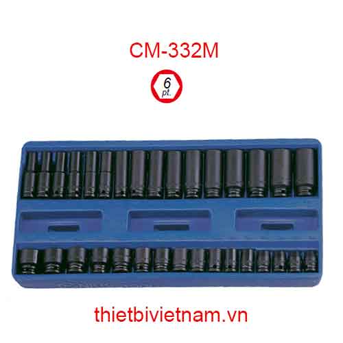 KHAY ĐỰNG ĐẦU KHẨU 3/8 INCH 32 CHIẾC HỆ MÉT (CR-MO) CM-332M