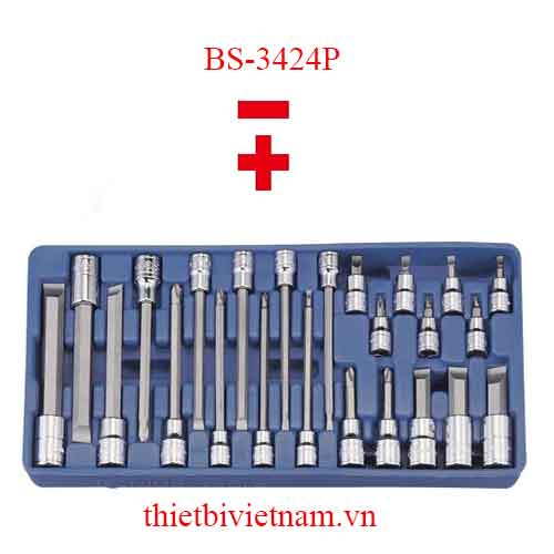 KHAY ĐỰNG ĐẦU KHẨU 3/8  VÀ 1/2 INCH ĐẦU VÍT 2 CẠNH 4 CẠNH 24 BS-3424P