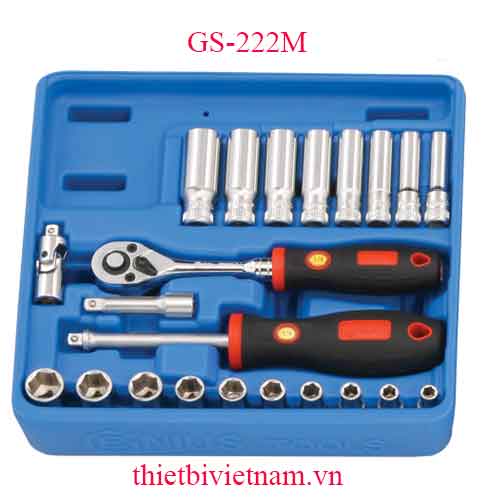 KHAY ĐỰNG ĐẦU KHẨU TAY VẶN 1/4 INCH 22 CHIẾC HỆ MÉT GS-222M