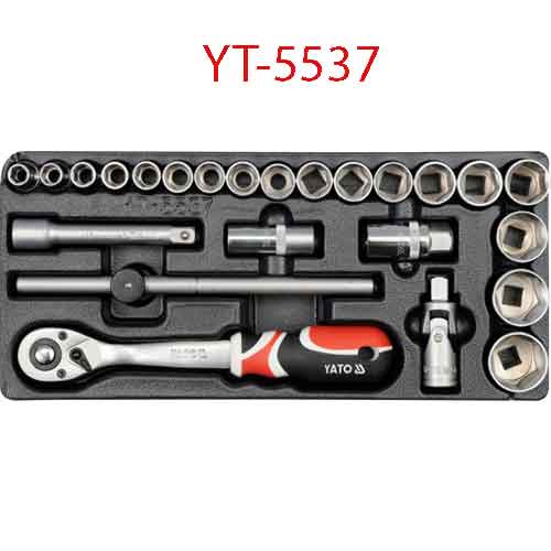 Khay nhựa Bộ tuýp tay vặn 1/2'' 24 chi tiết 10-32mm YATO YT-5537