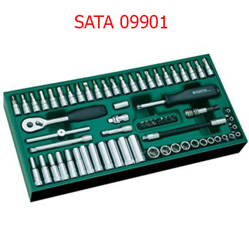 Khay tuýp lục giác 1/4 inch 66 chi tiết (hệ mét) SATA 09901