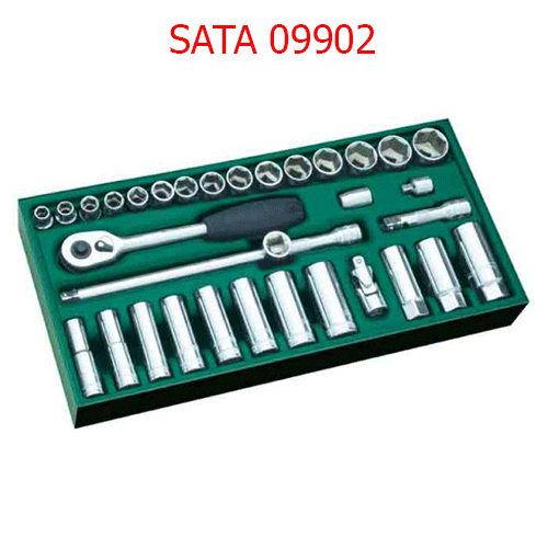 Khay tuýp lục giác 3/8 inch 33 chi tiết (hệ mét) SATA 09902