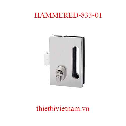 Khóa cửa kính 1 cánh tay nắm âm vuông Inox 304 HAMMERED-833-01