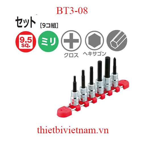 Lục giác chìm dạng đầu khẩu 3/8 inch hãng KTC BT3-08