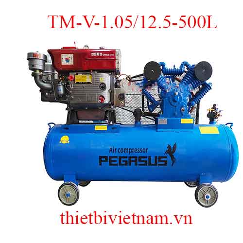 Máy bơm hơi đầu nổ chạy Diesel hãng Pegasus 10HP 500L, 12.5 bar TM-V-1.05/12.5-500L