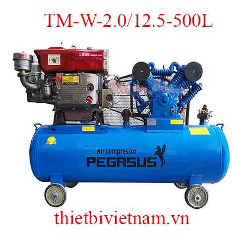 Máy bơm hơi đầu nổ Diesel hãng Pegasus 20HP 500L, 12.5 bar TM-W-2.0/12.5-500L