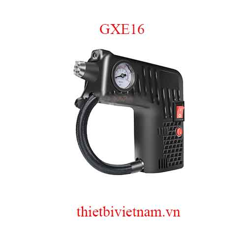 Máy bơm lốp cầm tay 4-in-1 gồm bơm hơi, đo áp suất lốp, đèn pin, và phá kính khẩn cấp (Điện 12V) GXE16