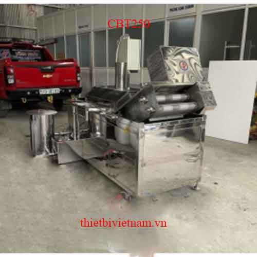 Máy chiên băng tải cho chả cá, chả mực, tôm tẩm bột, đùi gà... CBT250