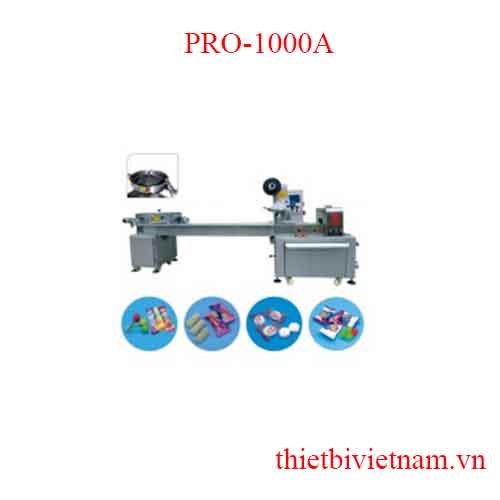 Máy đóng gói kẹo viên dạng nằm 1 mâm cấp liệu tự động PRO-1000A