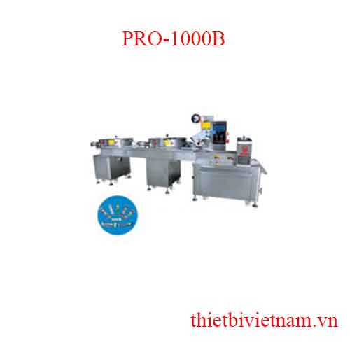Máy đóng gói kẹo viên dạng nằm 2 mâm cấp liệu tự động PRO-1000B