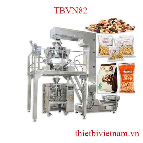 Máy đóng gói trái cây sấy, hoa quả sấy 1kg tích hợp cơ cấu chuyển liệu TBVN82
