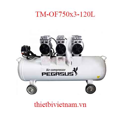 Máy hơi không dầu không ồn hãng Pegasus 3HP, 120L, 220v TM-OF750x3-120L
