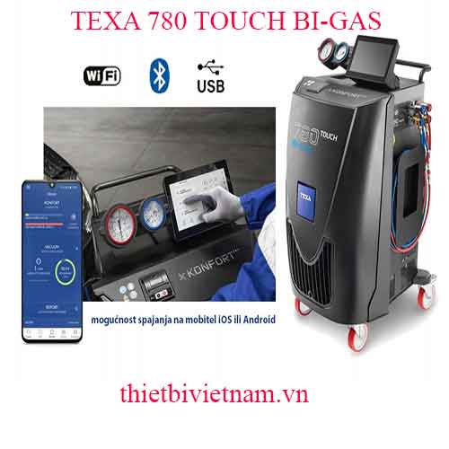 Máy nạp ga điều hòa tự động R134a và R1234yf màn hình cảm ứng (bao gồm máy in) hãng Texa 780 TOUCH BI-GAS