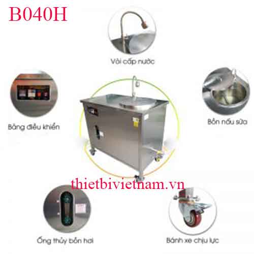 Máy nấu sữa 40L inox, máy nấu sữa bắp, ngũ cốc đa năng model B040H