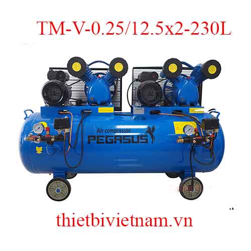 Máy nén khí 2 cấp hãng Pegasus TM-V-0.25/12.5x2-230L - 3HPx2, 230L, 12.5bar