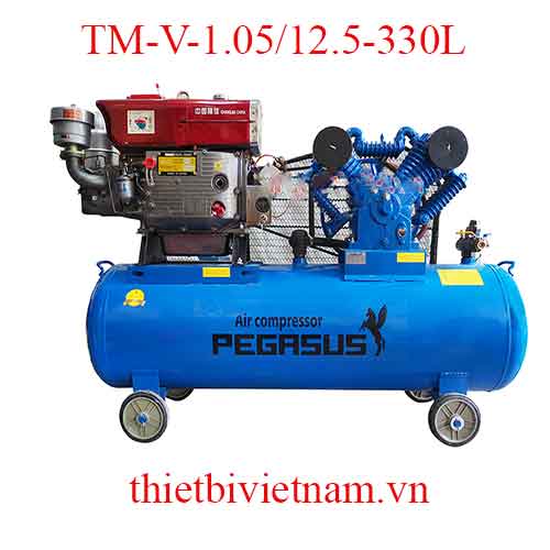 Máy nén khí đầu nổ chạy Diesel hãng Pegasus 10HP 330L, 12.5 bar TM-V-1.05/12.5-330L