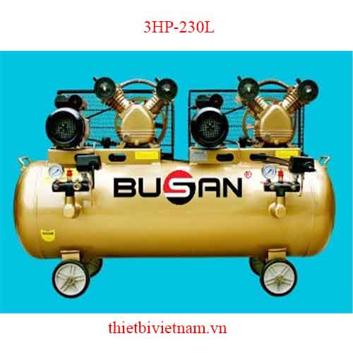 MÁY NÉN KHÍ DÂY ĐAI 2 ĐẦU NÉN-2 MOTOR-3HP-230L BUSAN 3HP-230L