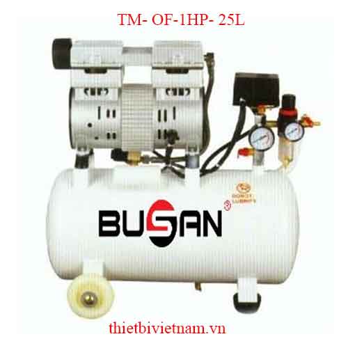 MÁY NÉN KHÍ KHÔNG DẦU GIẢM ÂM 1HP-25L BUSAN TM- OF-1HP- 25L