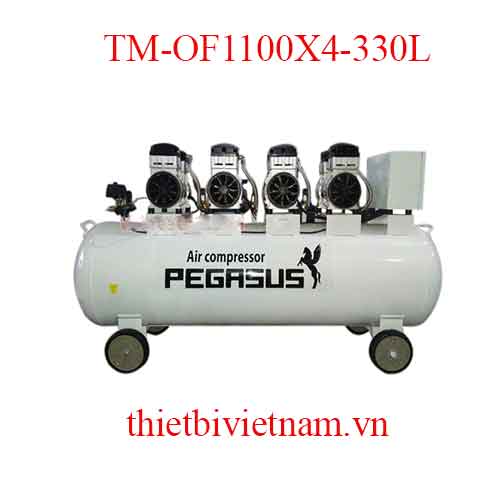 Máy nén khí không dầu giảm thanh hãng Pegasus 6HP, 330L, 220v TM-OF1100X4-330L