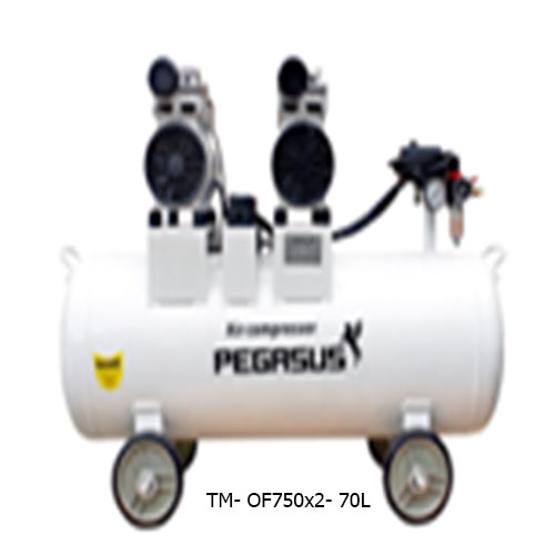 MÁY NÉN KHÍ KHÔNG DẦU,GIẢM ÂM PEGASUS TM- OF750x2- 70L